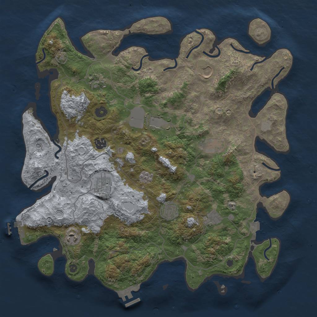 Rust Map: Procedural Map, Size: 4000, Seed: 836886634, 18 Monuments