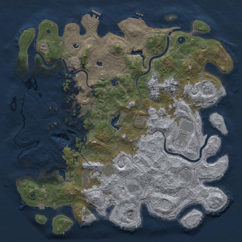 Rust Map: Procedural Map, Size: 5000, Seed: 1995415989, 17 Monuments