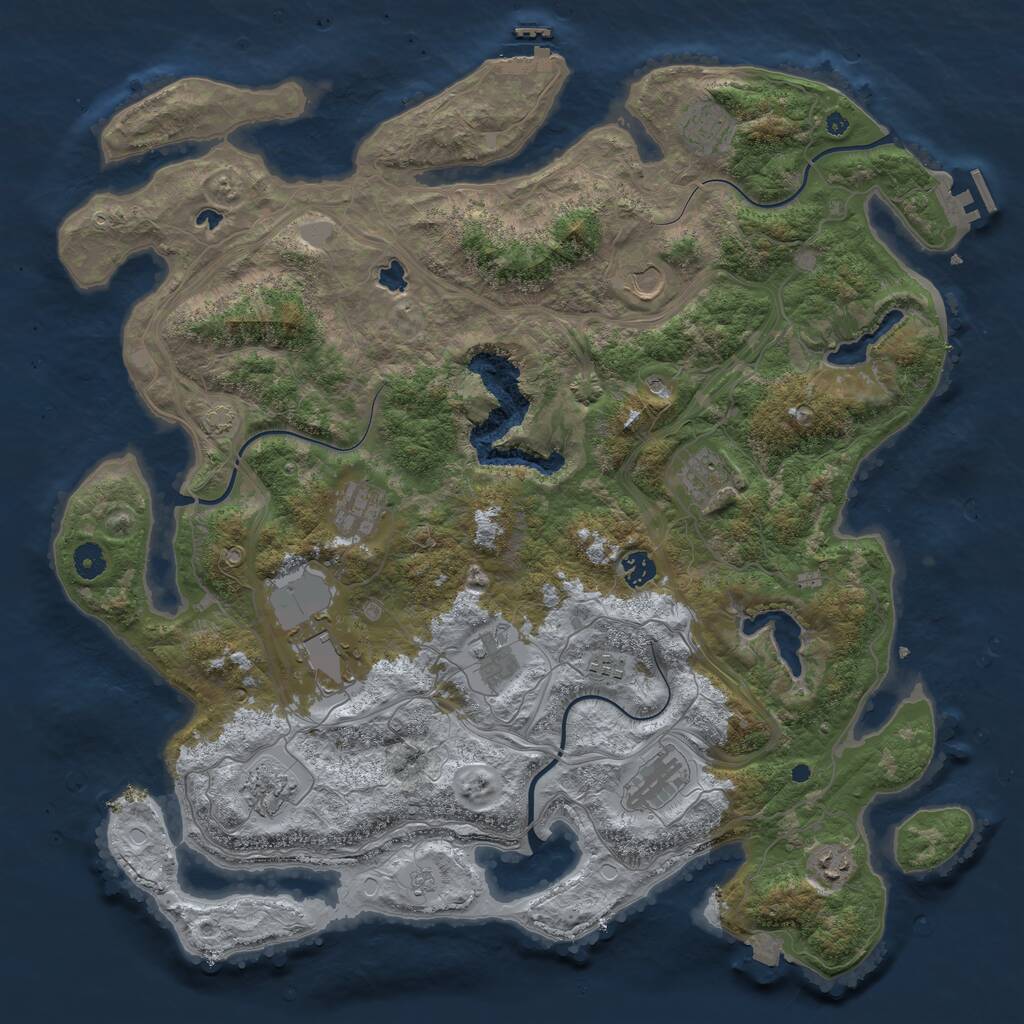 Rust Map: Procedural Map, Size: 4500, Seed: 641412383, 17 Monuments