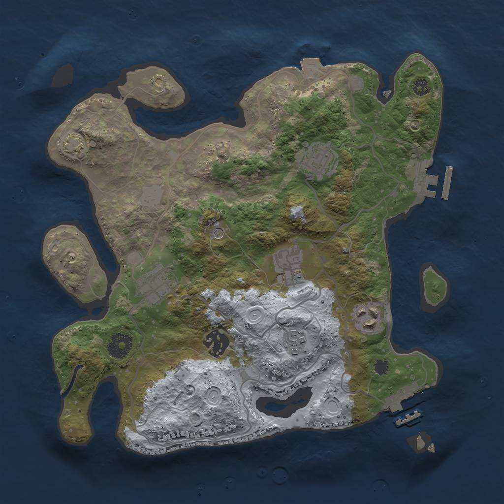 Rust Map: Procedural Map, Size: 3000, Seed: 1673052611, 13 Monuments