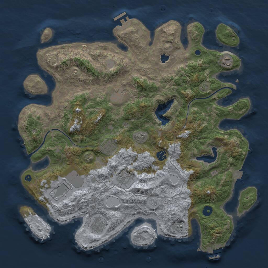 Rust Map: Procedural Map, Size: 4000, Seed: 157606277, 14 Monuments