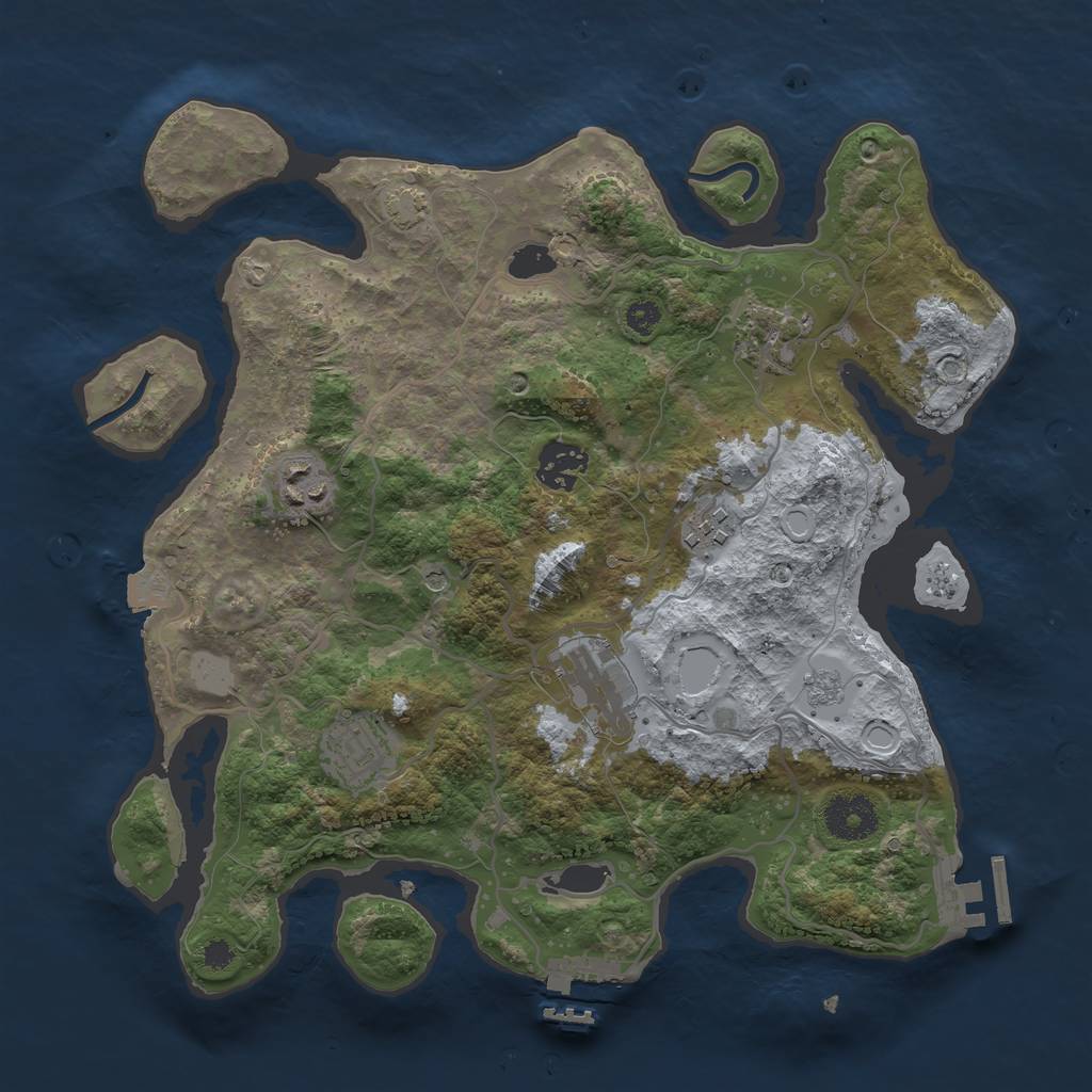 Rust Map: Procedural Map, Size: 3250, Seed: 35583, 14 Monuments