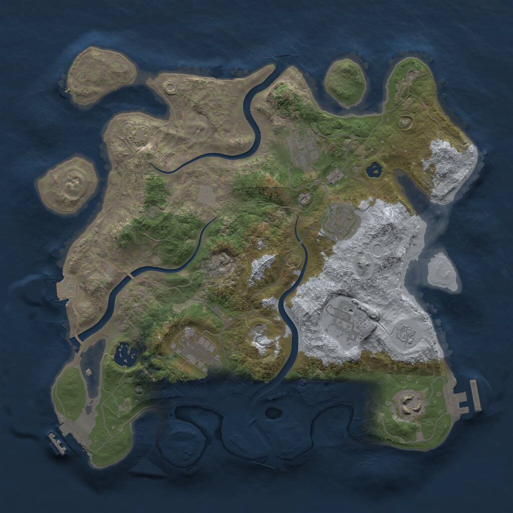 Rust Map: Procedural Map, Size: 3250, Seed: 35583, 12 Monuments