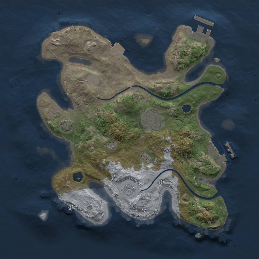 Rust Map: Procedural Map, Size: 2500, Seed: 814451368, 7 Monuments