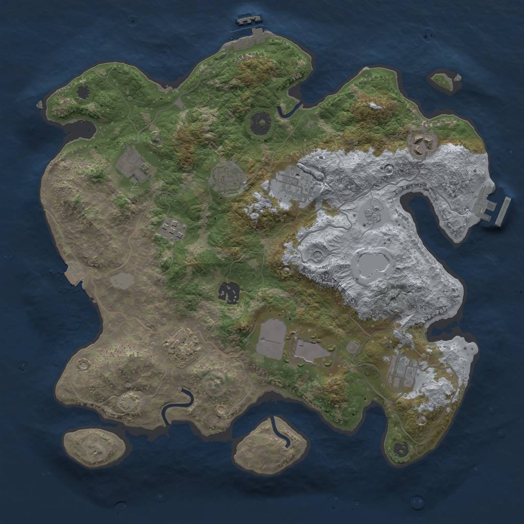 Rust Map: Procedural Map, Size: 3500, Seed: 1786275867, 17 Monuments