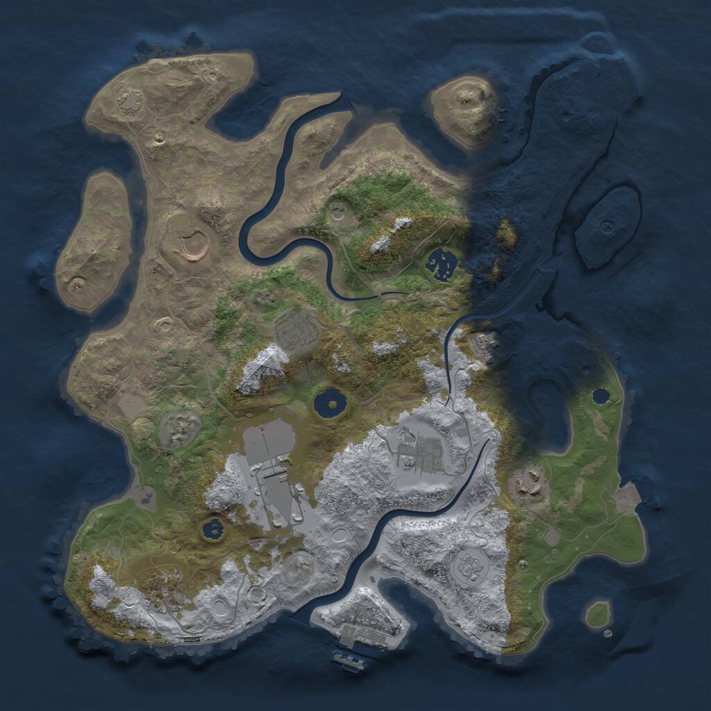 Rust Map: Procedural Map, Size: 3500, Seed: 1947796024, 14 Monuments