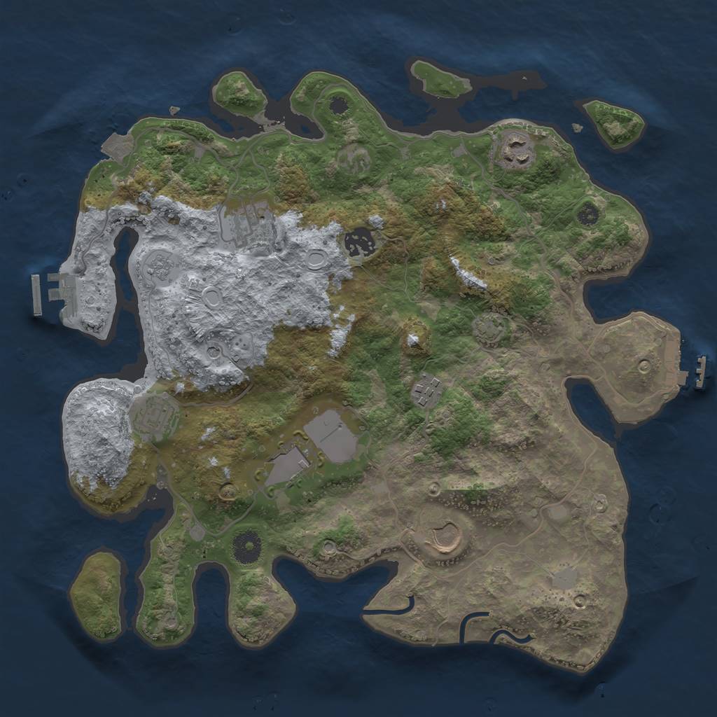 Rust Map: Procedural Map, Size: 3500, Seed: 106519571, 15 Monuments