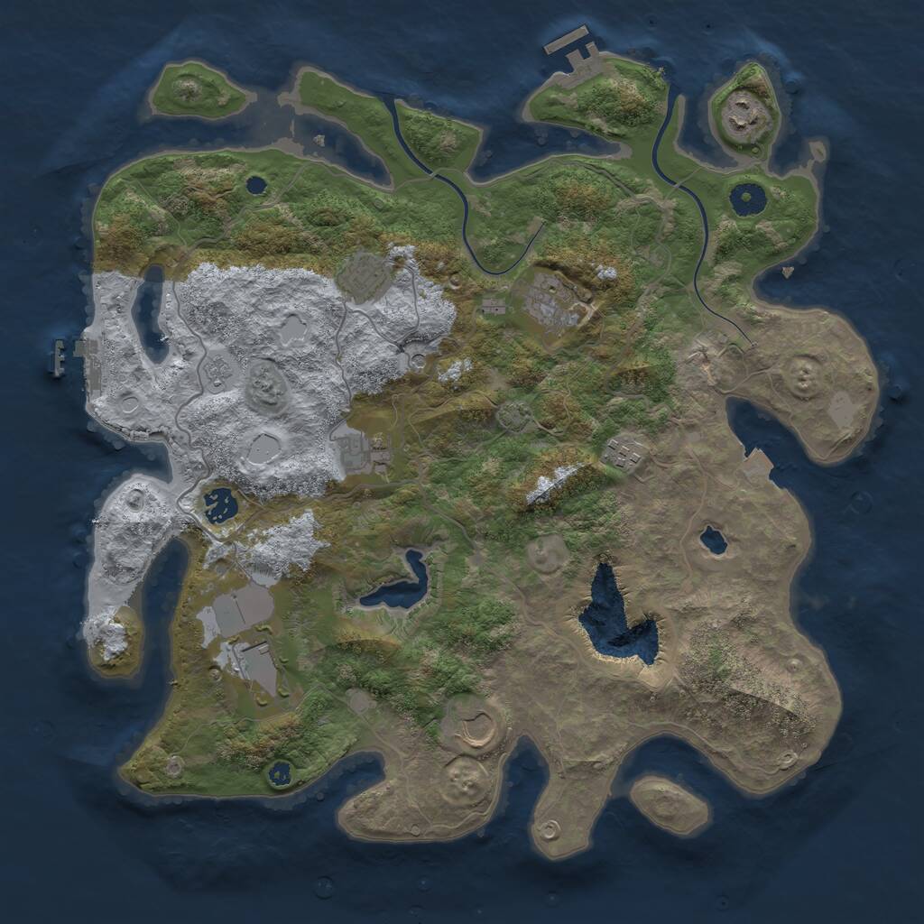 Rust Map: Procedural Map, Size: 4000, Seed: 747433083, 14 Monuments