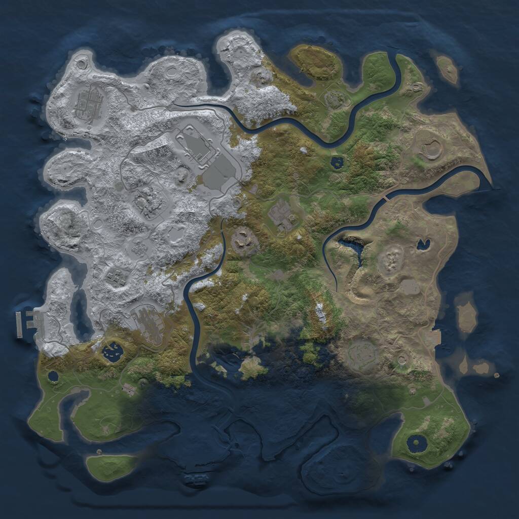 Rust Map: Procedural Map, Size: 4000, Seed: 335649920, 16 Monuments