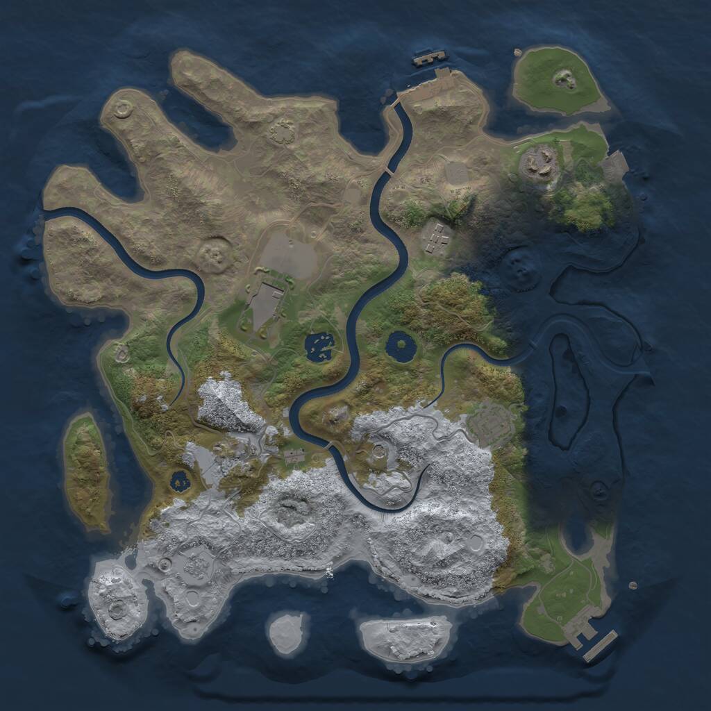 Rust Map: Procedural Map, Size: 3500, Seed: 519493559, 12 Monuments