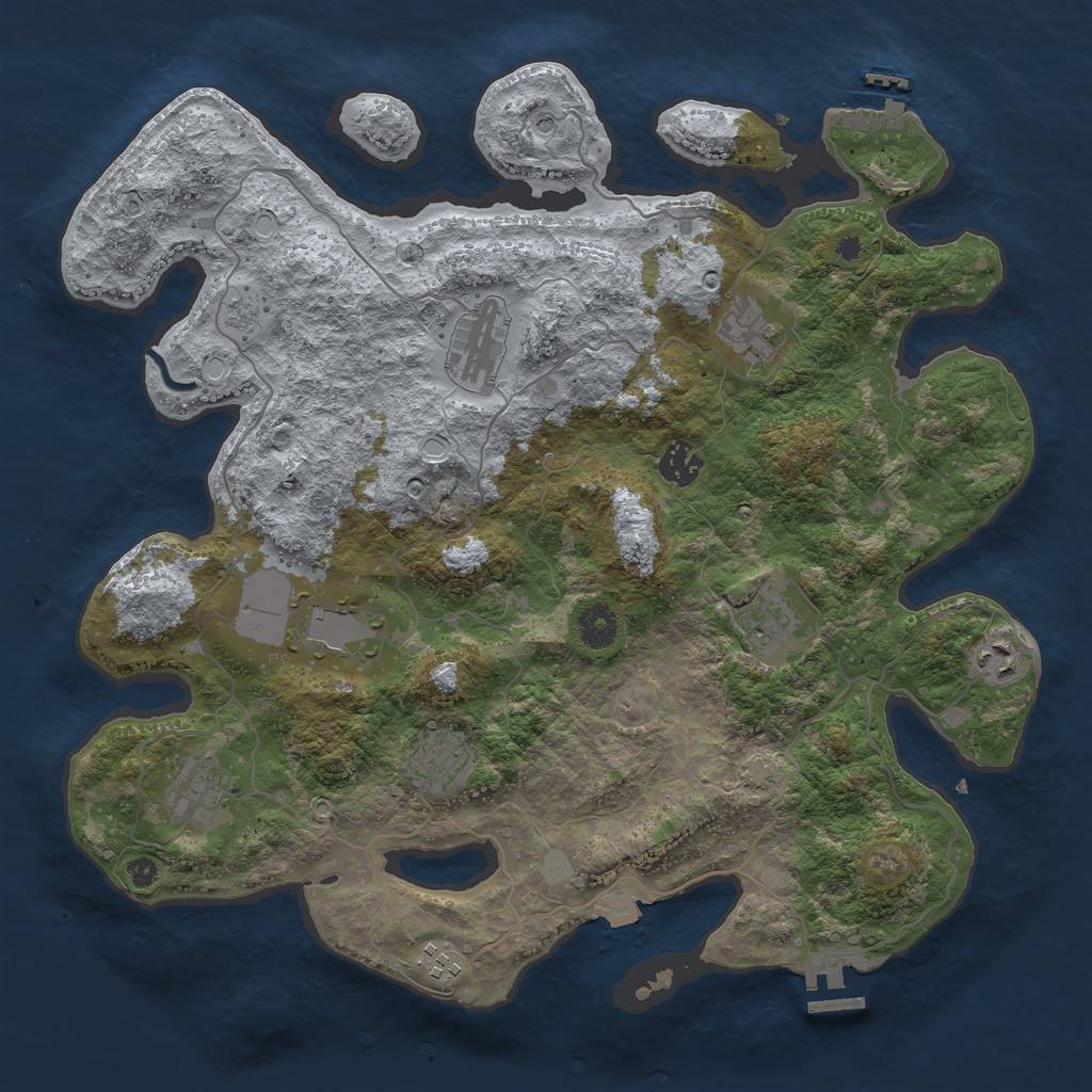 Rust Map: Procedural Map, Size: 3850, Seed: 99853280, 17 Monuments