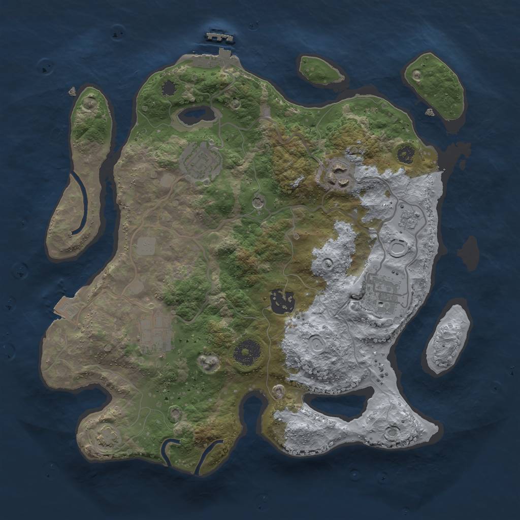 Rust Map: Procedural Map, Size: 3000, Seed: 135485647, 12 Monuments