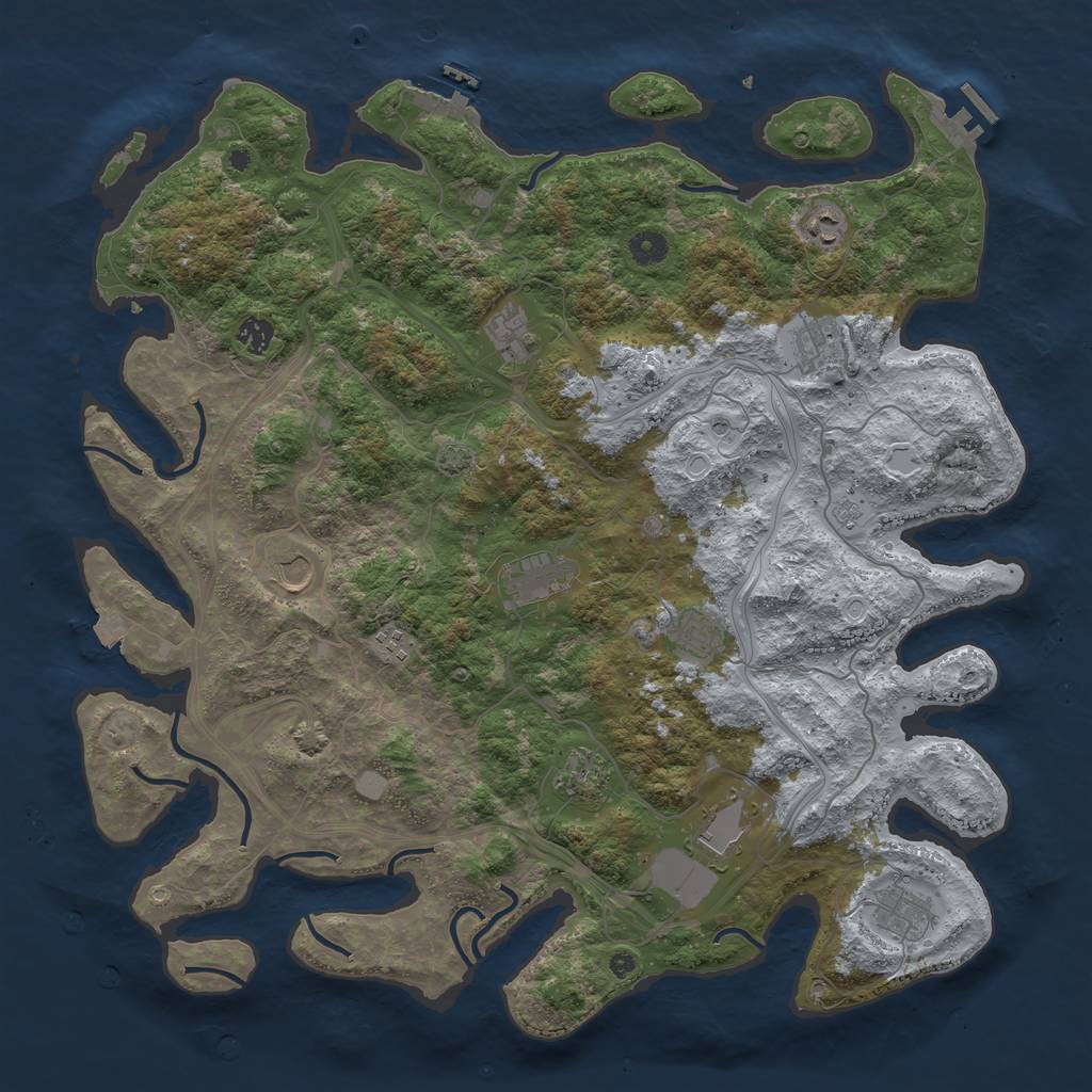 Rust Map: Procedural Map, Size: 4500, Seed: 1383978244, 19 Monuments