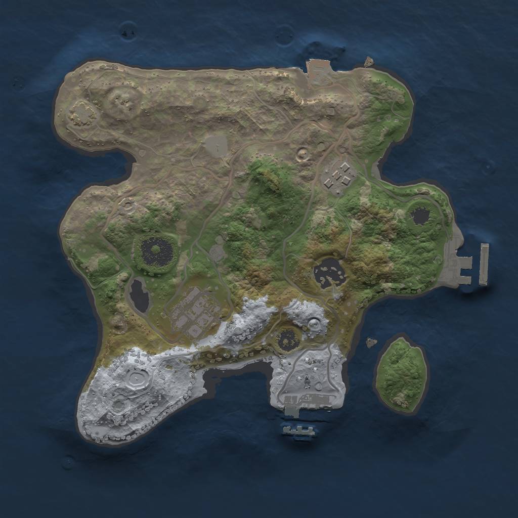 Rust Map: Procedural Map, Size: 2500, Seed: 423352159, 9 Monuments