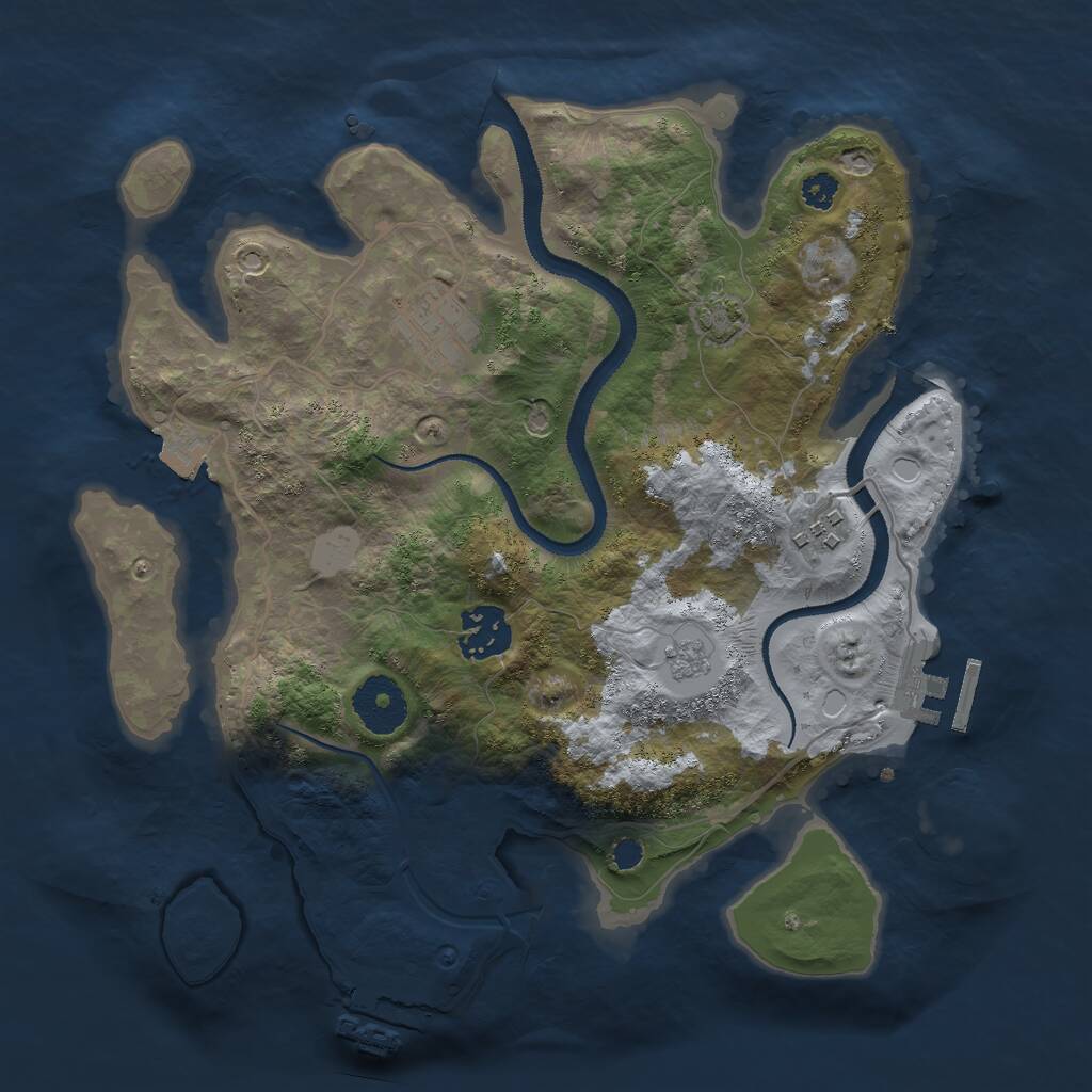 Rust Map: Procedural Map, Size: 3000, Seed: 1356301594, 8 Monuments