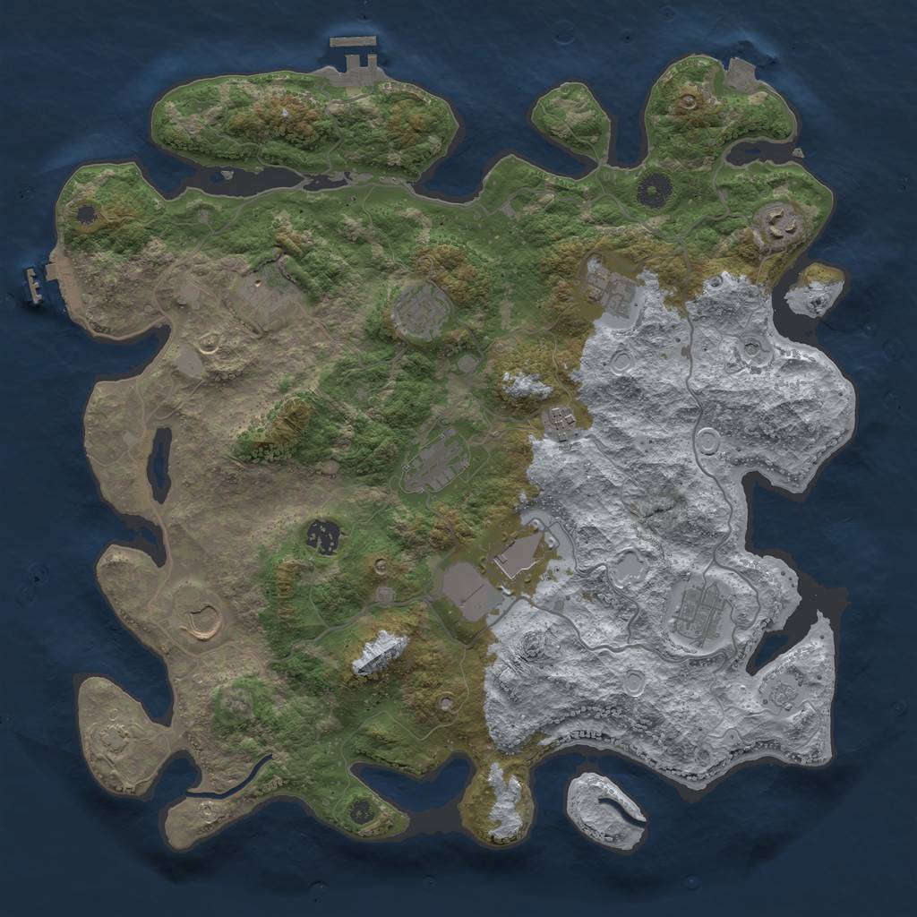 Rust Map: Procedural Map, Size: 4000, Seed: 27543880, 18 Monuments