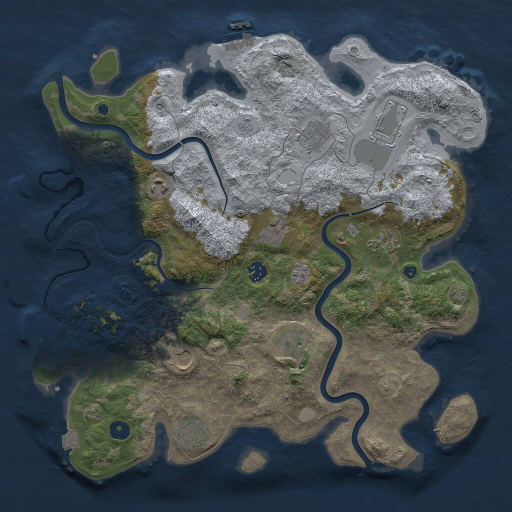 Rust Map: Procedural Map, Size: 3900, Seed: 2226, 16 Monuments