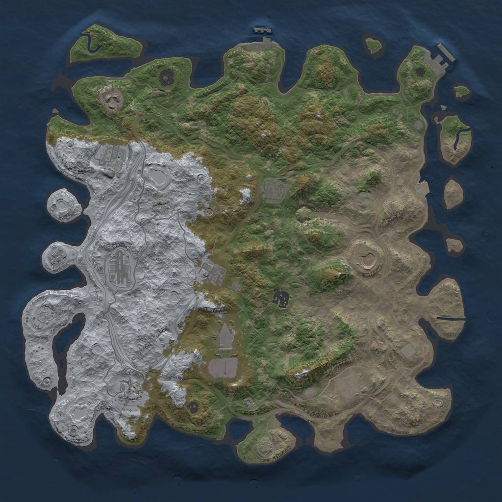 Rust Map: Procedural Map, Size: 4500, Seed: 3781002, 19 Monuments