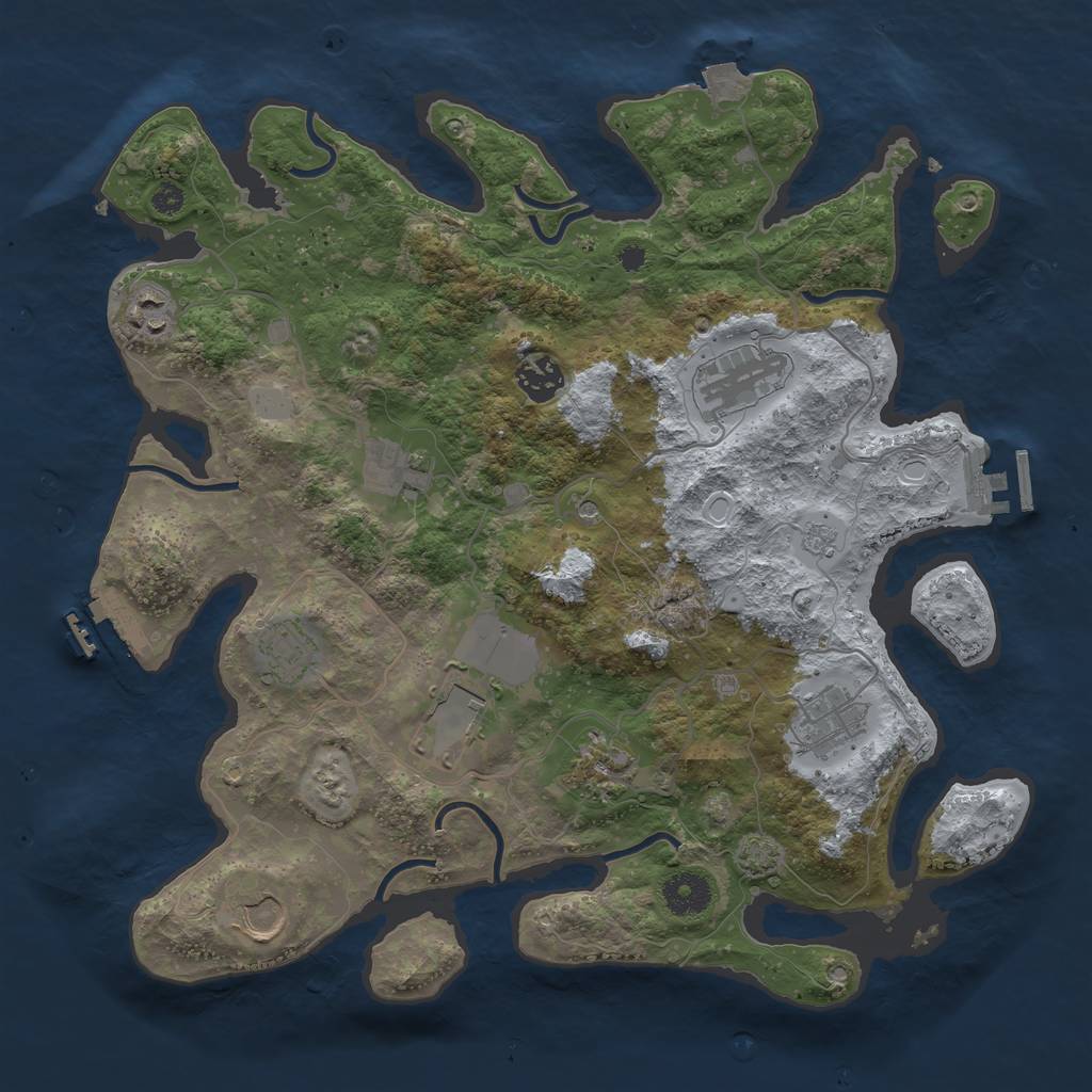 Rust Map: Procedural Map, Size: 3600, Seed: 529589, 17 Monuments