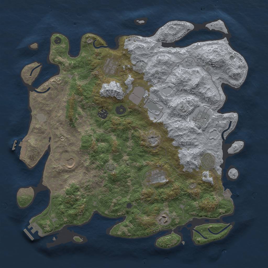 Rust Map: Procedural Map, Size: 3998, Seed: 1379552559, 16 Monuments