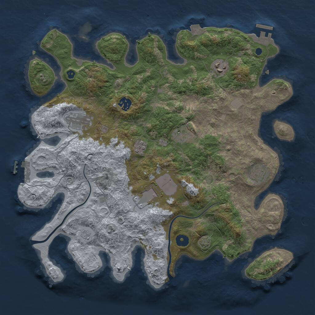 Rust Map: Procedural Map, Size: 3750, Seed: 291767, 13 Monuments
