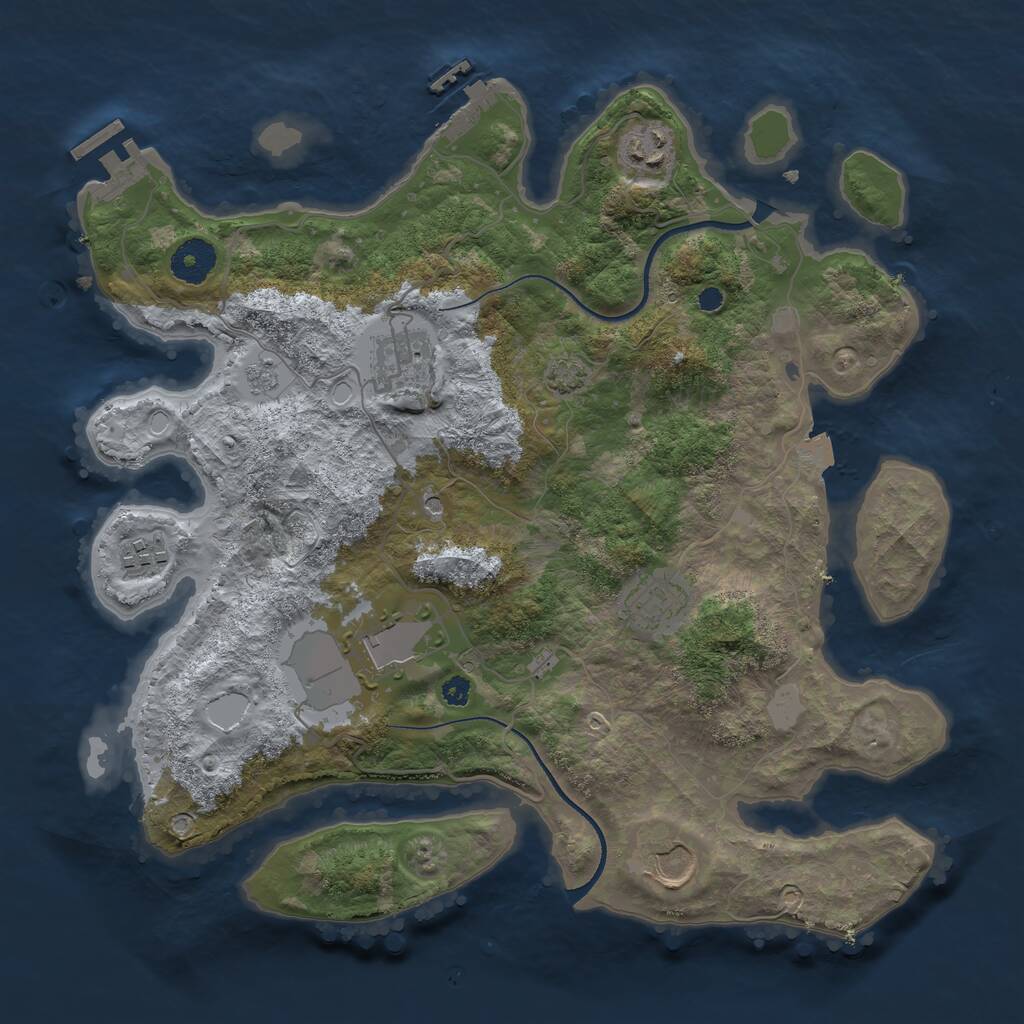 Rust Map: Procedural Map, Size: 3500, Seed: 688549880, 12 Monuments