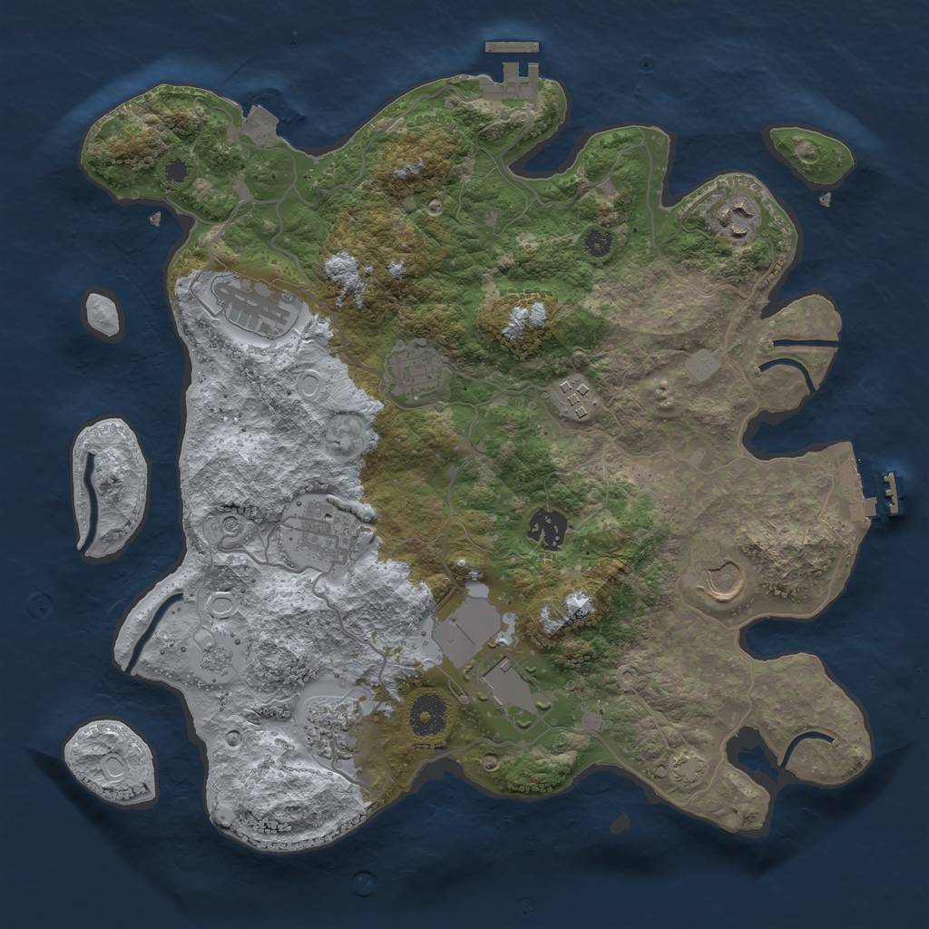 Rust Map: Procedural Map, Size: 3500, Seed: 1169395911, 17 Monuments