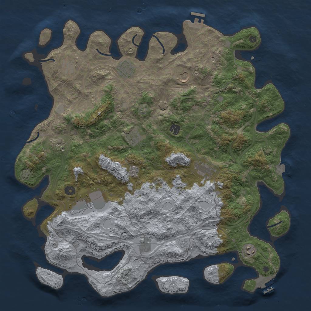 Rust Map: Procedural Map, Size: 4500, Seed: 3781003, 19 Monuments