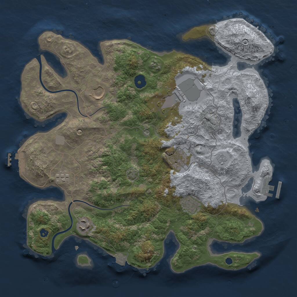 Rust Map: Procedural Map, Size: 3500, Seed: 35682645, 12 Monuments