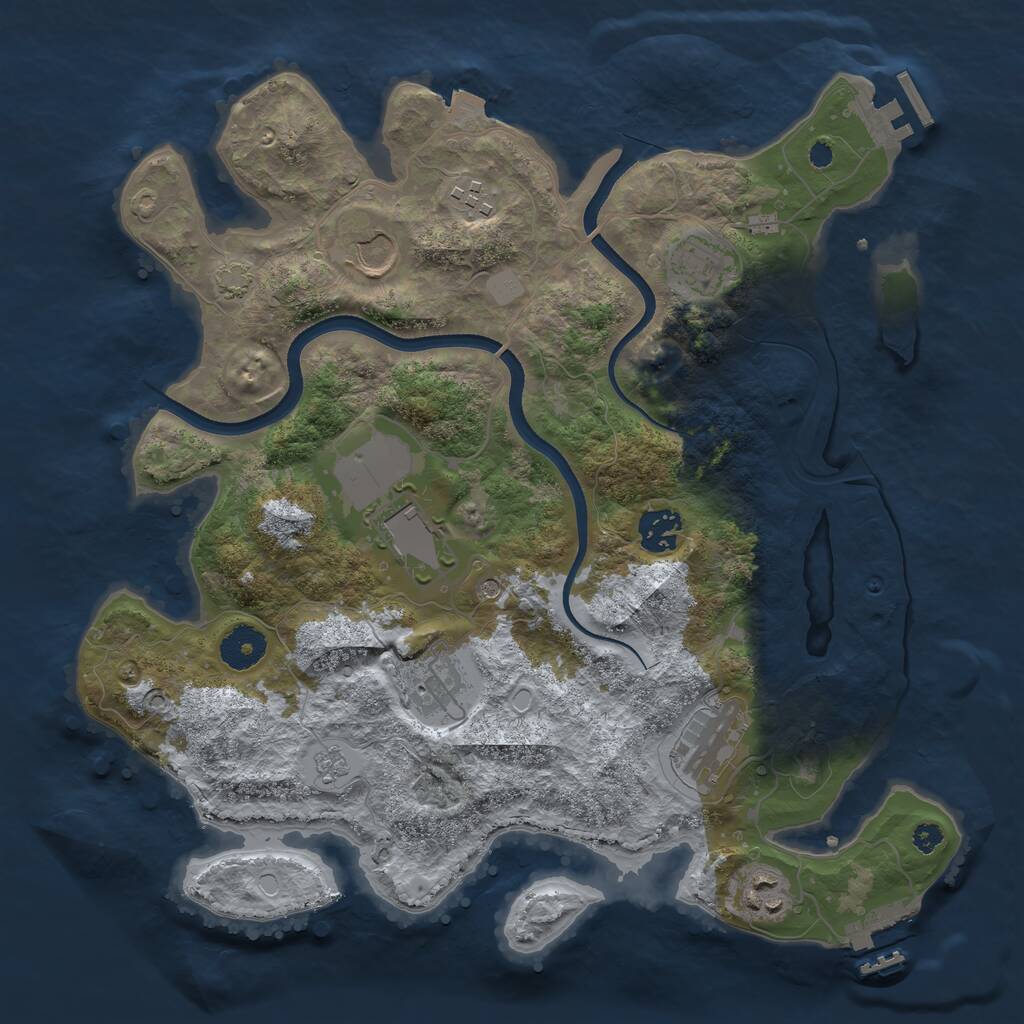 Rust Map: Procedural Map, Size: 3500, Seed: 65784936, 14 Monuments