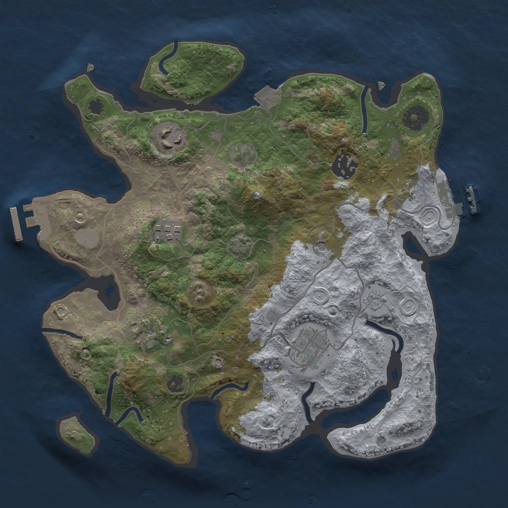 Rust Map: Procedural Map, Size: 3000, Seed: 36363636, 13 Monuments