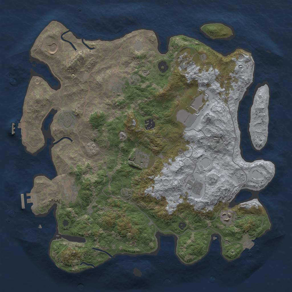 Rust Map: Procedural Map, Size: 4000, Seed: 88115, 19 Monuments