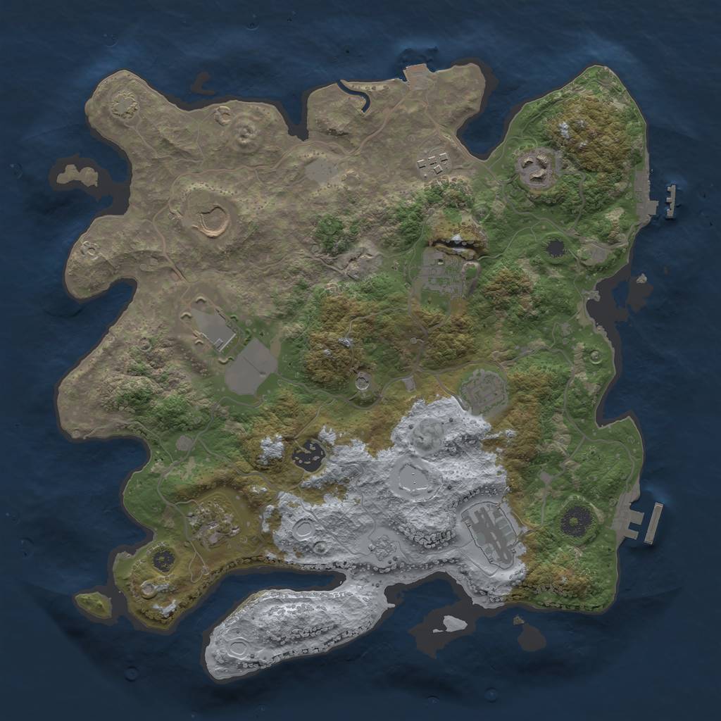 Rust Map: Procedural Map, Size: 3500, Seed: 428989978, 17 Monuments