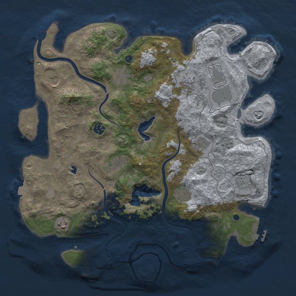 Rust Map: Procedural Map, Size: 4000, Seed: 594371906, 17 Monuments