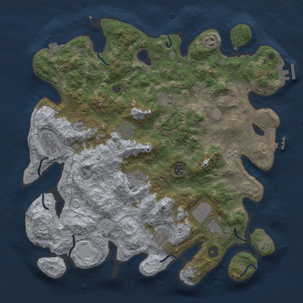 Rust Map: Procedural Map, Size: 4000, Seed: 1702844222, 17 Monuments