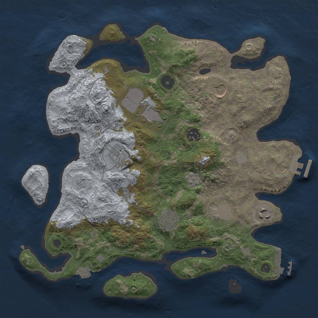 Rust Map: Procedural Map, Size: 3500, Seed: 1794915667, 16 Monuments