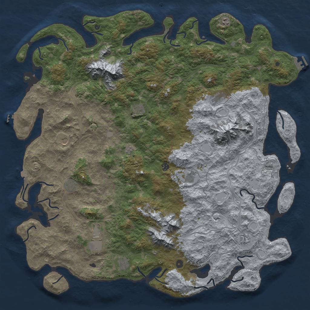 Rust Map: Procedural Map, Size: 6000, Seed: 921825256, 19 Monuments