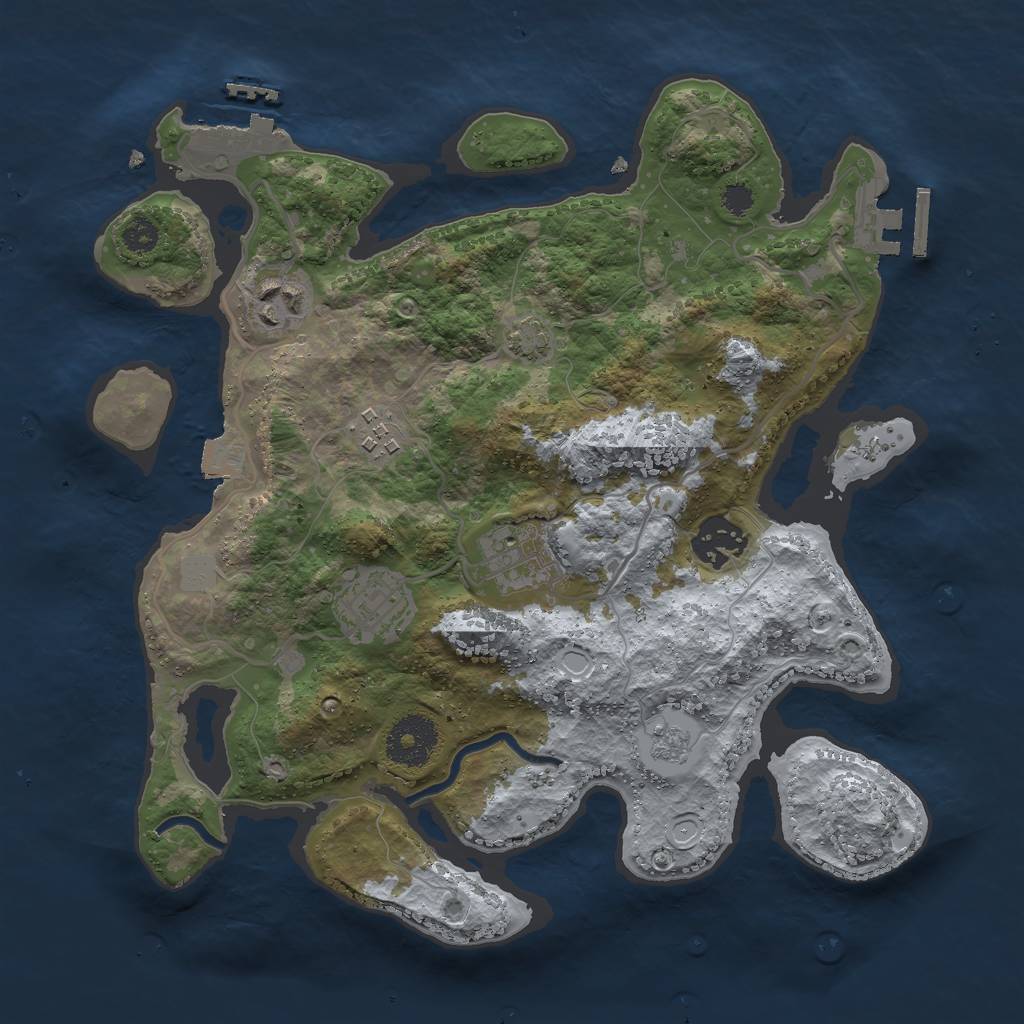 Rust Map: Procedural Map, Size: 3000, Seed: 27052, 12 Monuments