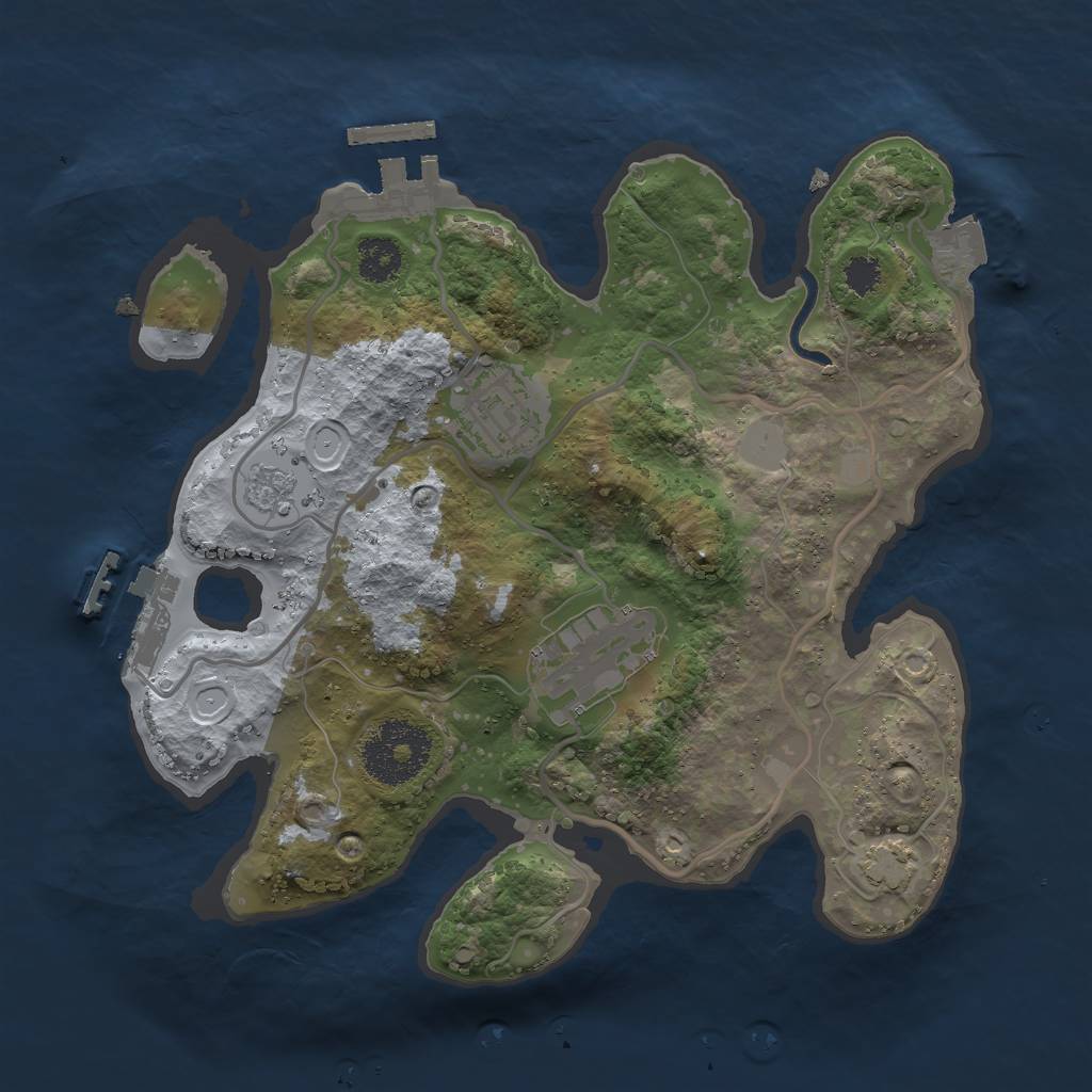 Rust Map: Procedural Map, Size: 2500, Seed: 370629351, 9 Monuments