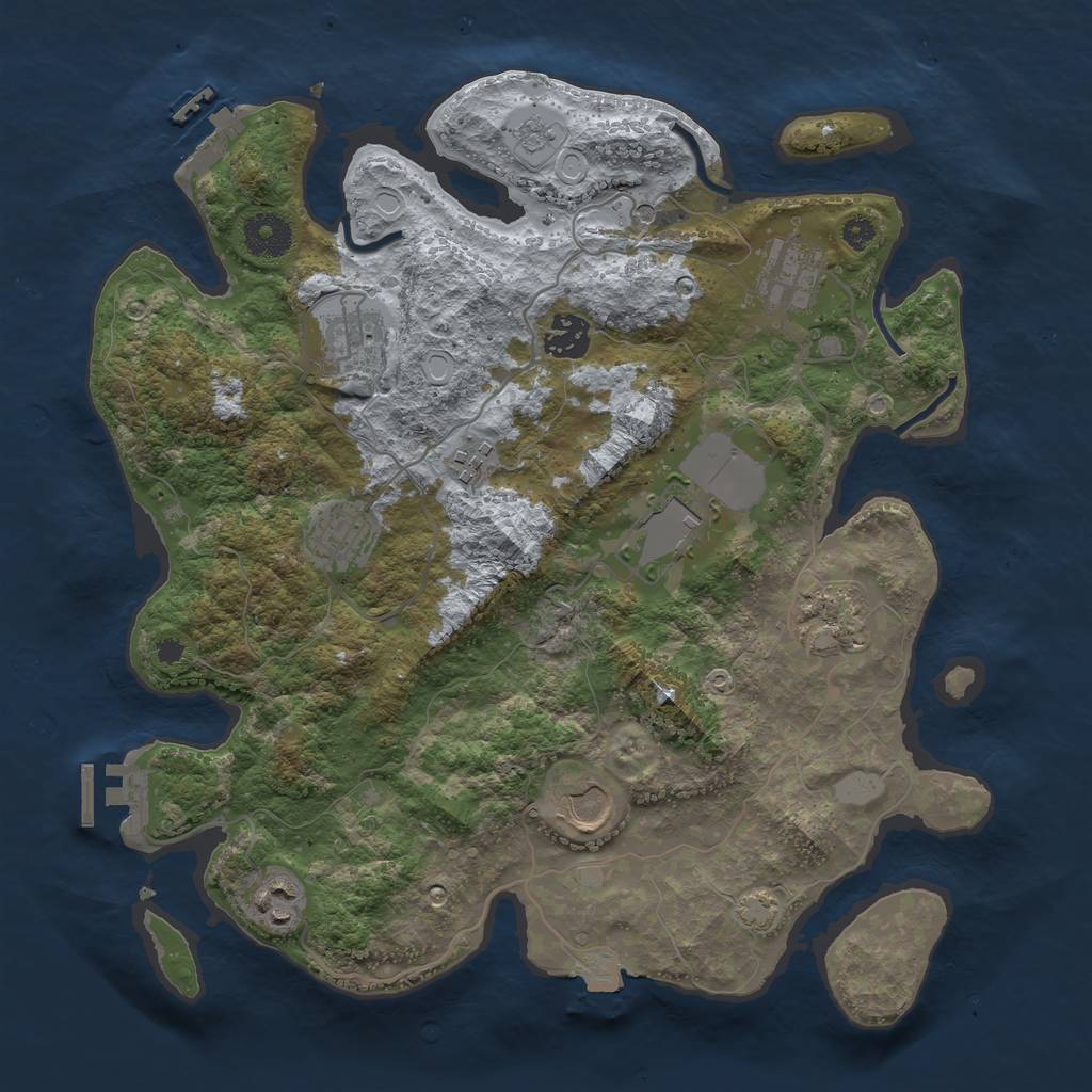 Rust Map: Procedural Map, Size: 3500, Seed: 86447, 17 Monuments