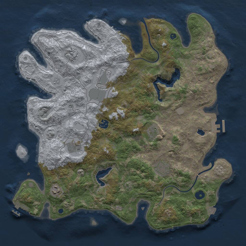Rust Map: Procedural Map, Size: 4000, Seed: 4010, 14 Monuments