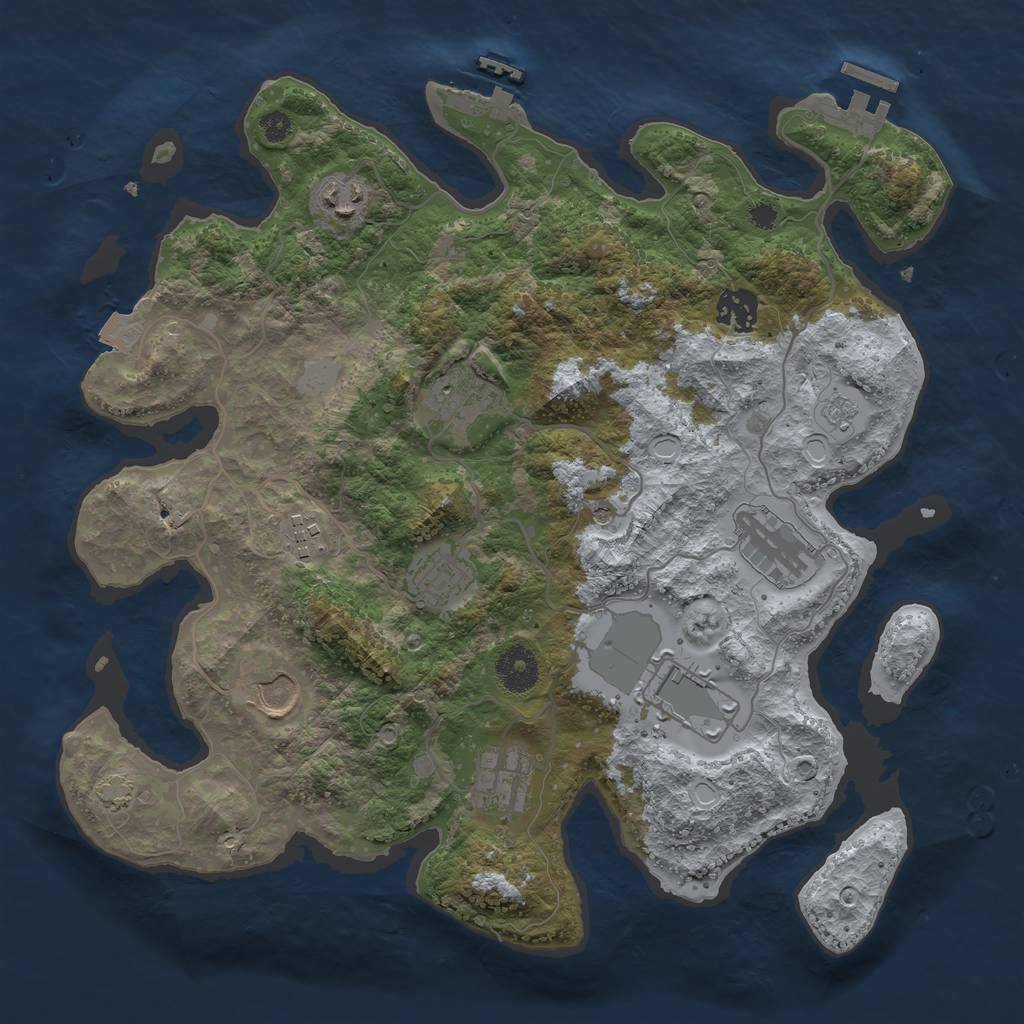 Rust Map: Procedural Map, Size: 3500, Seed: 1484783339, 17 Monuments
