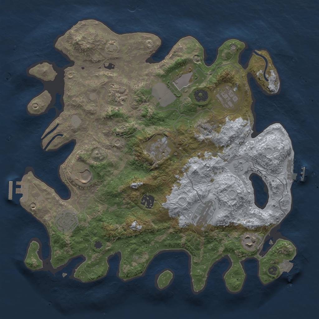 Rust Map: Procedural Map, Size: 3500, Seed: 1325757792, 17 Monuments