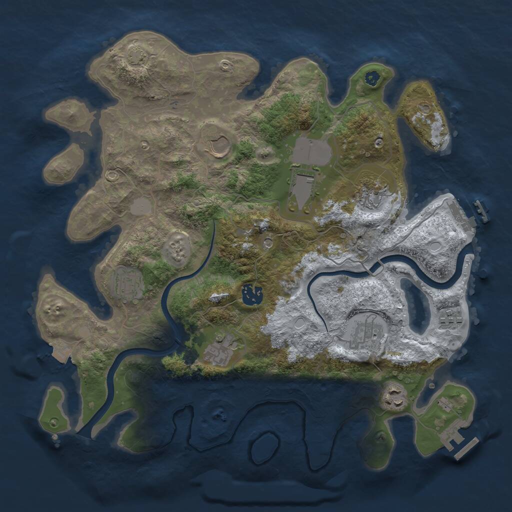 Rust Map: Procedural Map, Size: 3500, Seed: 1325757792, 14 Monuments