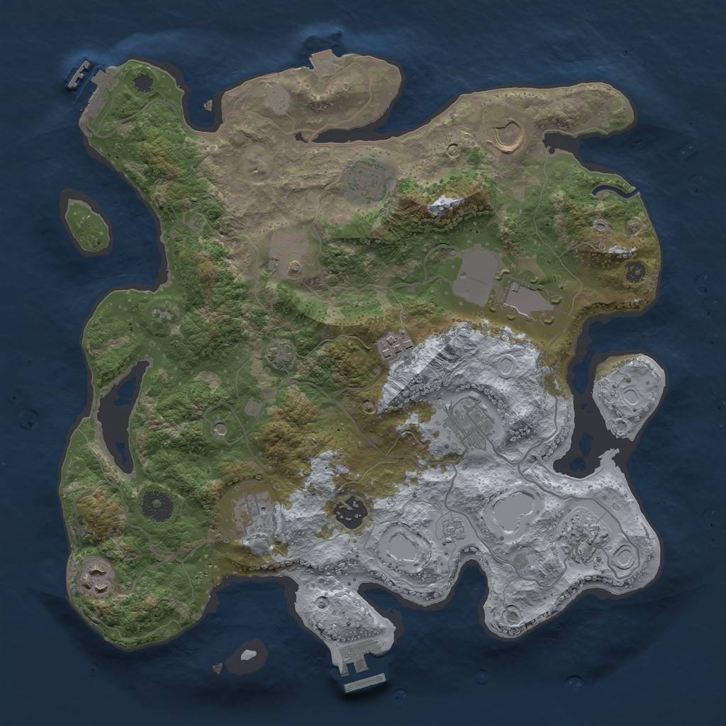 Rust Map: Procedural Map, Size: 3500, Seed: 1348025229, 18 Monuments