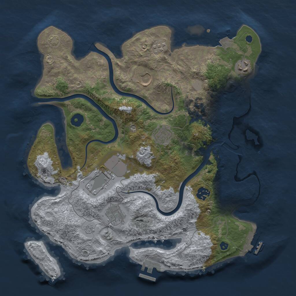 Rust Map: Procedural Map, Size: 3500, Seed: 28393, 13 Monuments