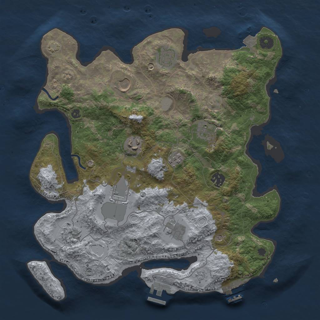 Rust Map: Procedural Map, Size: 3500, Seed: 28393, 17 Monuments