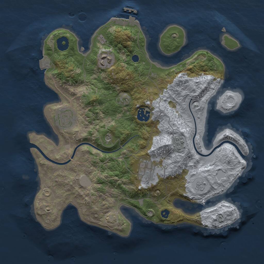 Rust Map: Procedural Map, Size: 3000, Seed: 22717, 10 Monuments