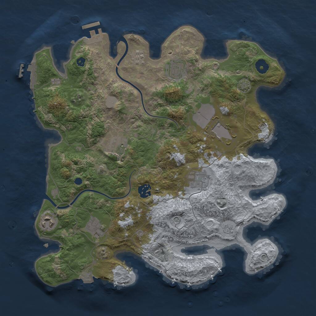 Rust Map: Procedural Map, Size: 3500, Seed: 474975417, 14 Monuments
