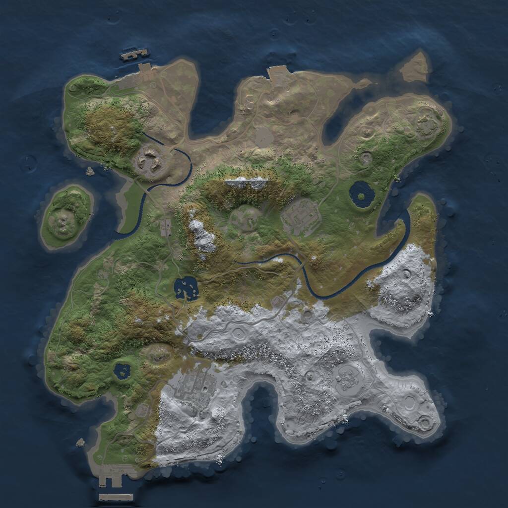 Rust Map: Procedural Map, Size: 3000, Seed: 21249, 9 Monuments